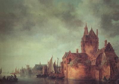 Jan van  Goyen A Castle by a River with Shipping at a Quay (nn03) Germany oil painting art